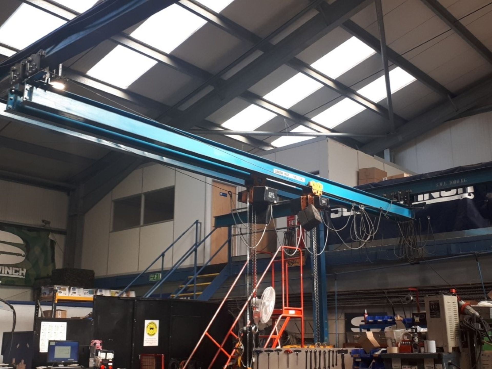 Slingtak twin girder overhead crane and freestanding gantry with (2) PCT Group King hoists - Image 11 of 11
