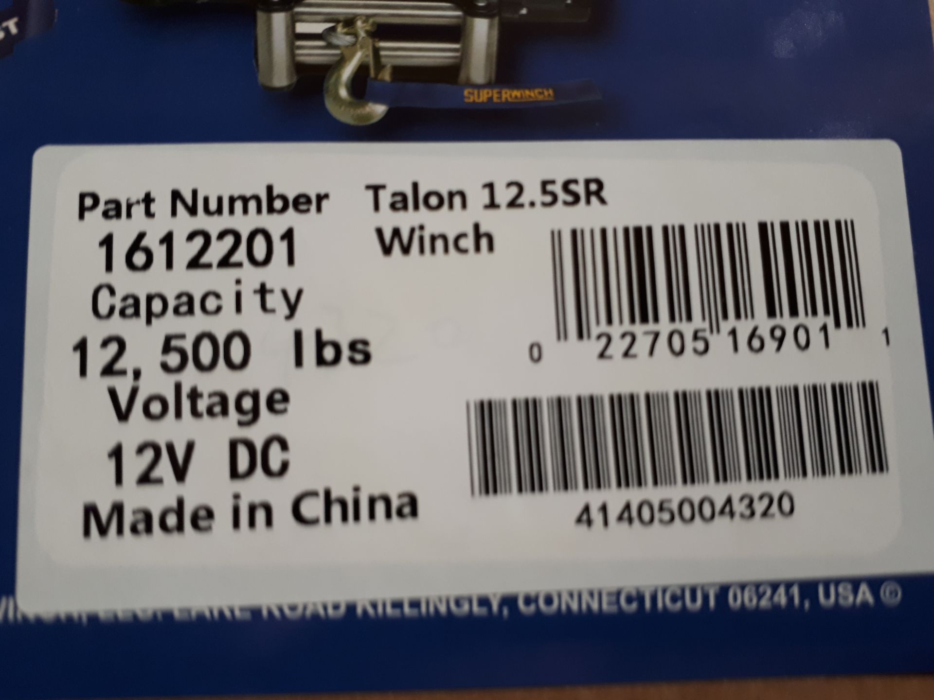 Superwinch Talon 12.5SR-12v winch, Part no.1612201 - Image 3 of 3