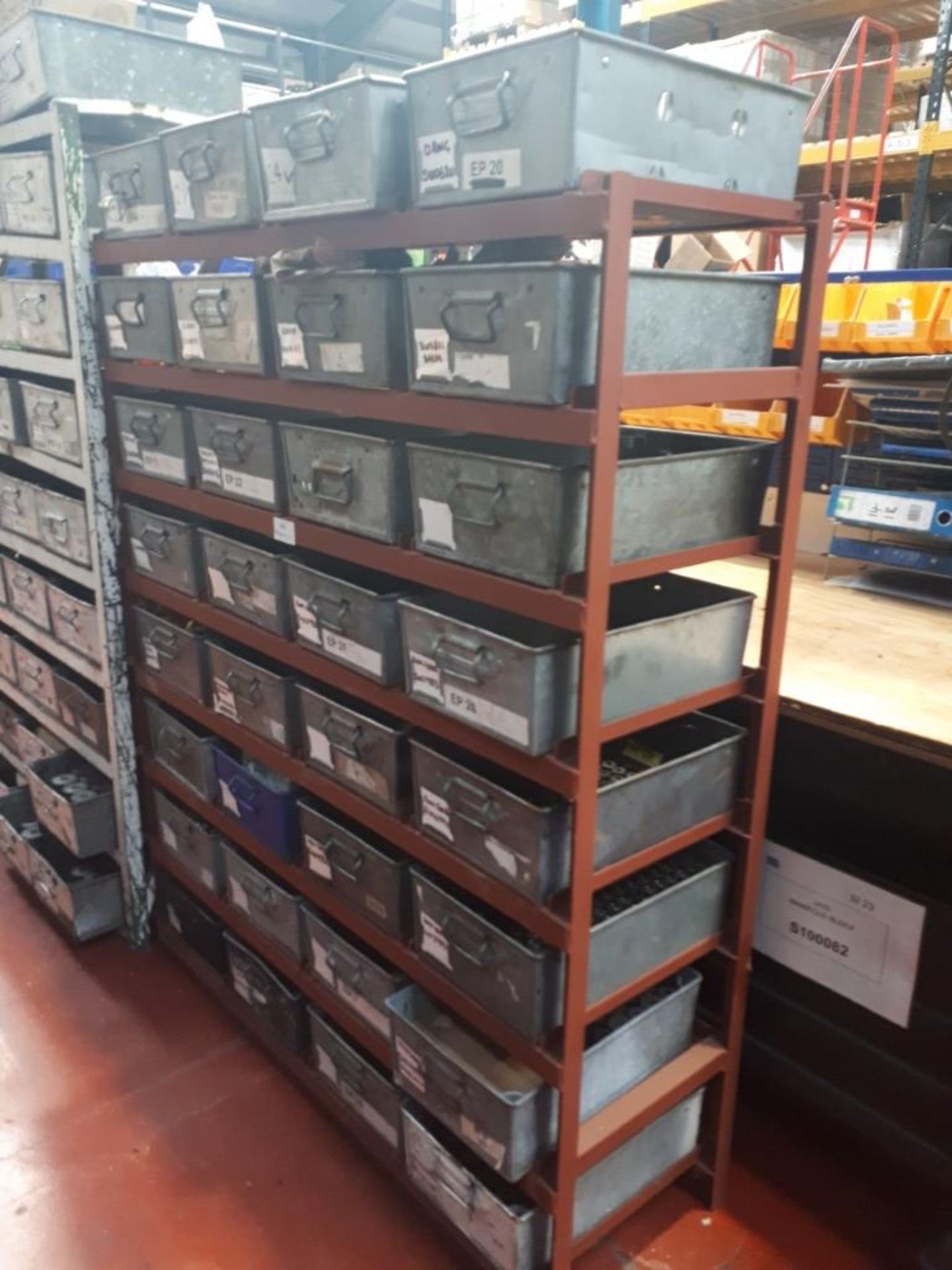 Steel rack including quantity of assorted components & parts stock