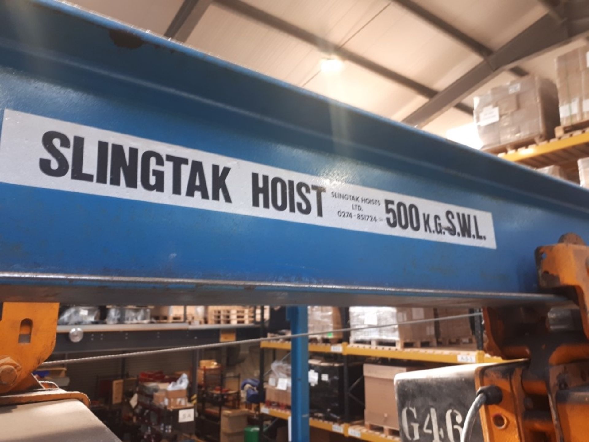 Slingtak twin girder overhead crane and freestanding gantry with (2) PCT Group King hoists - Image 9 of 11