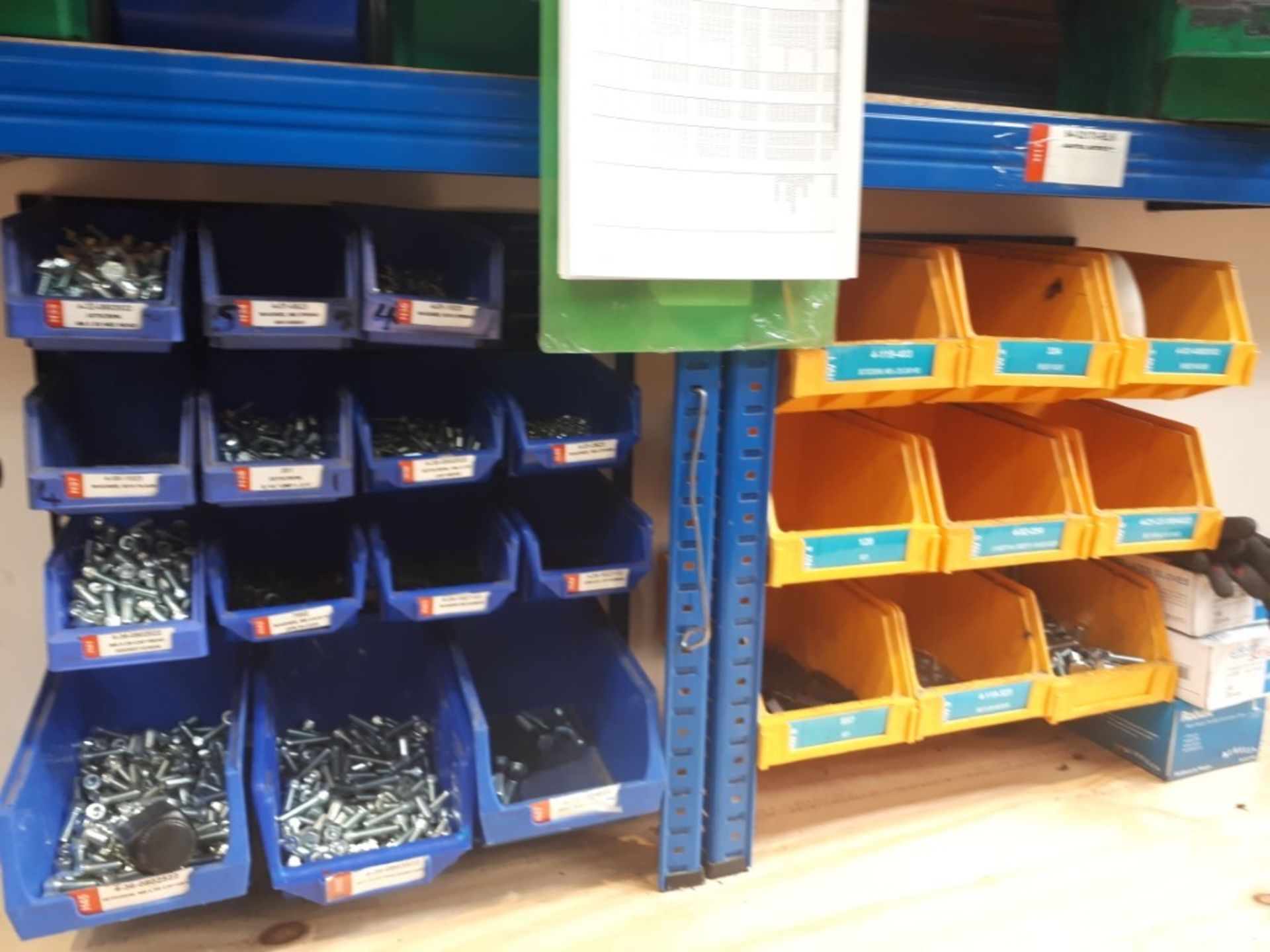 Bank of three steel framed workbenches with air hose reels & guns & assorted components - Image 8 of 9