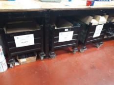 (3) Mobile steel stillages including various components & parts stock