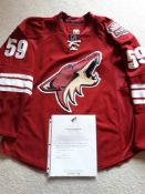 #59 Darian Dzuirzynski Game Worn Arizona Coyotes Jersey