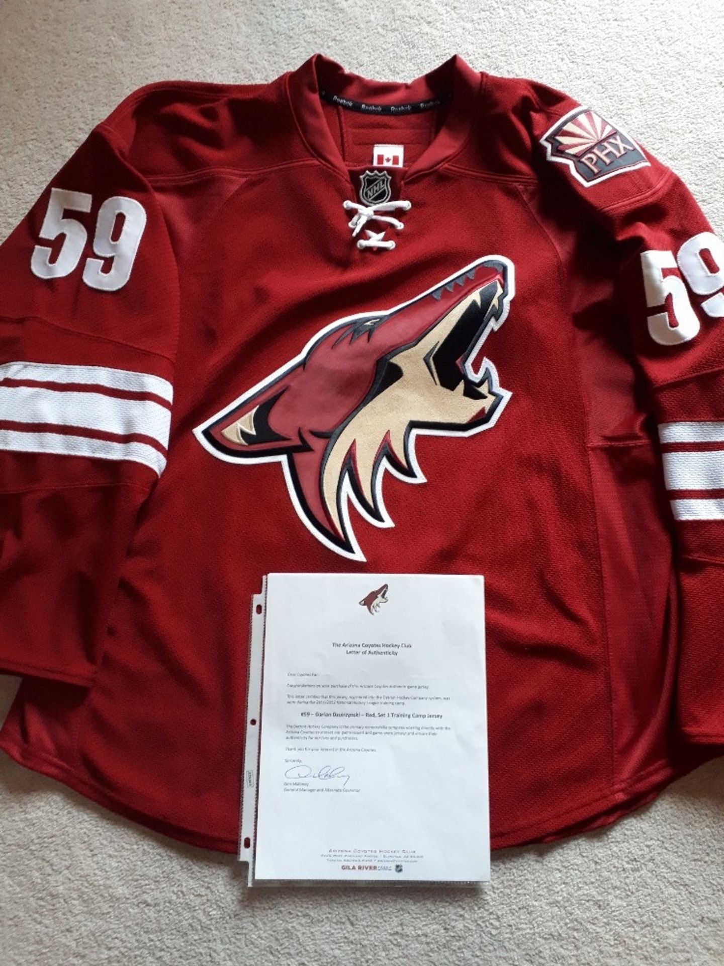 #59 Darian Dzuirzynski Game Worn Arizona Coyotes Jersey - Image 9 of 9