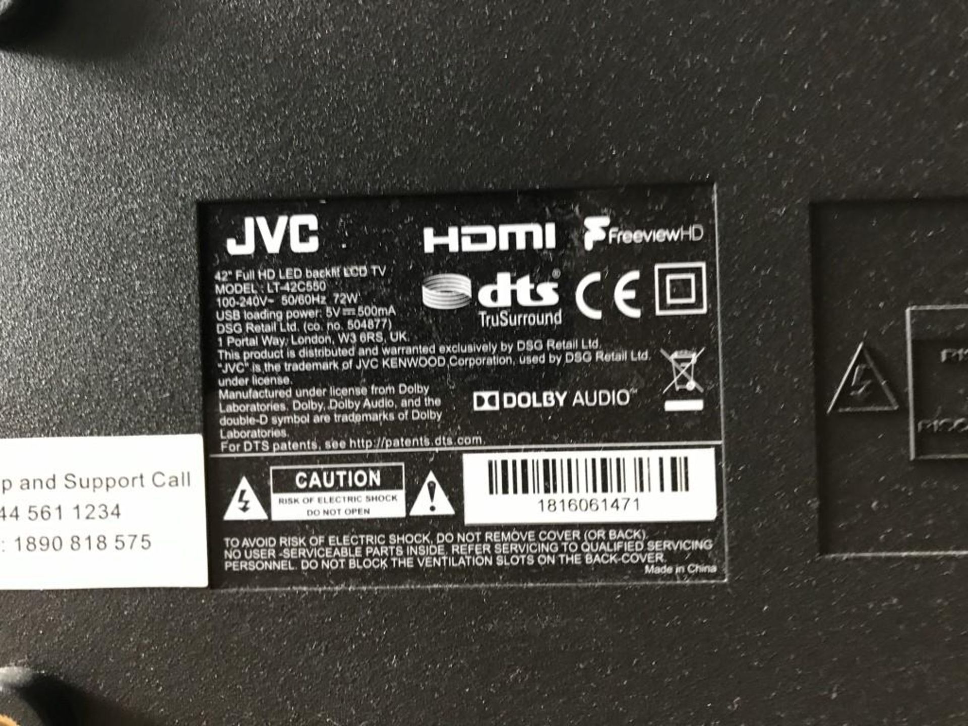 JVC LT-42C550 42" LCD TV - Image 2 of 3