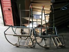 (4) Steel sack barrow and (3) Drum trolleys