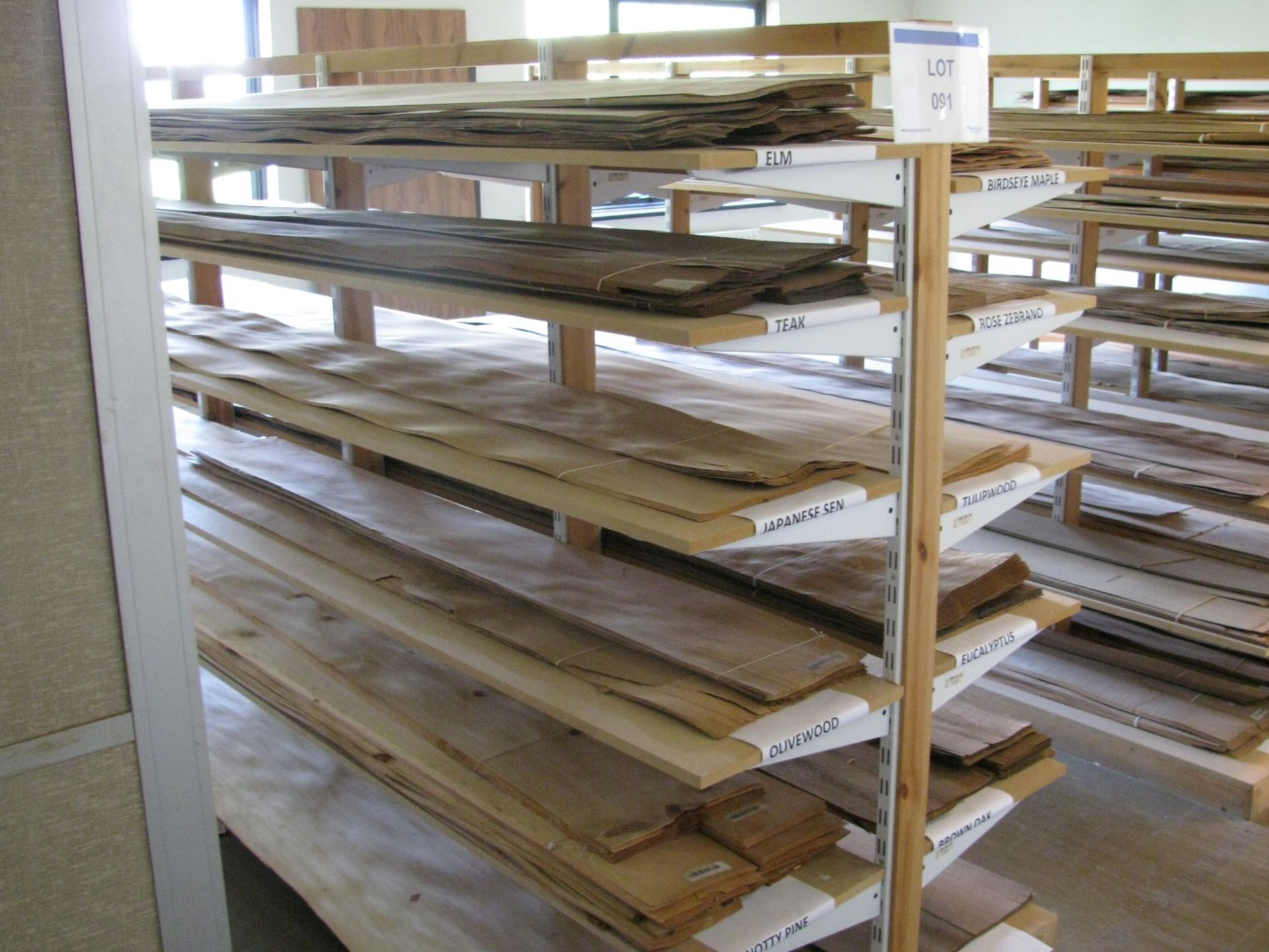 Contents of A Frame rack to include various length veneer