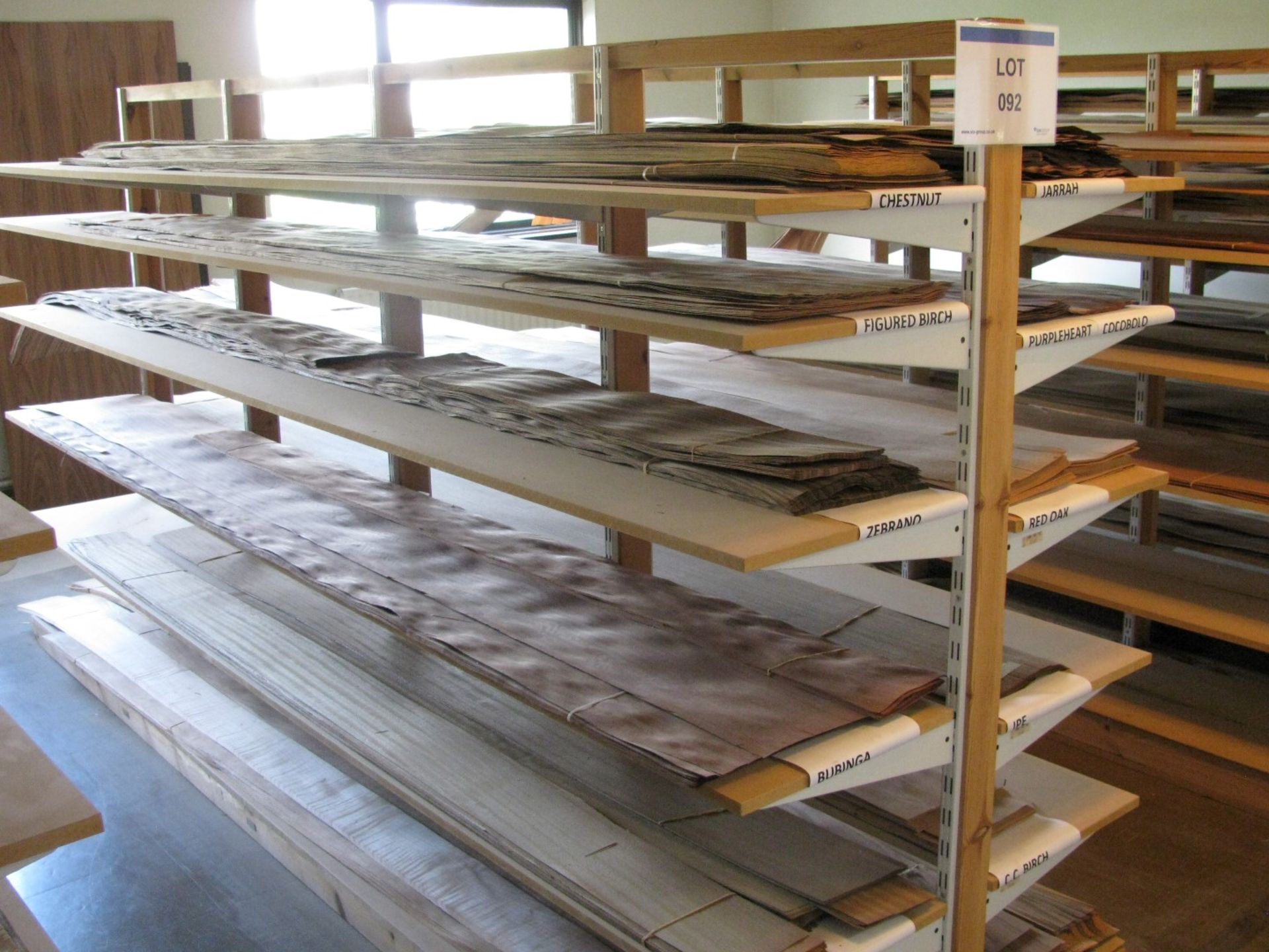 Contents of A Frame rack to include various length veneer