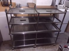 (2) Stainless Steel Three Tier Mobile Preparation Tables