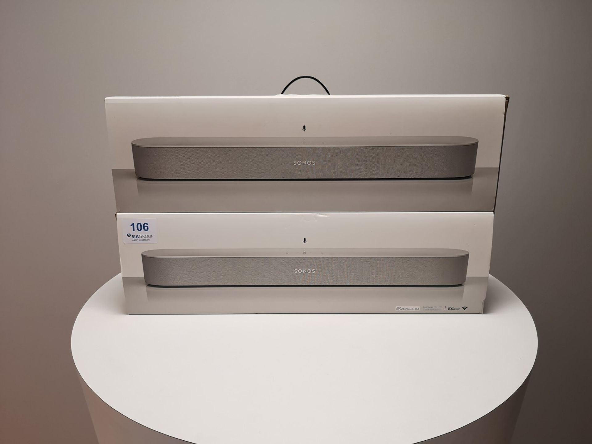 Two Sonos Beam Bluetooth Soundbar