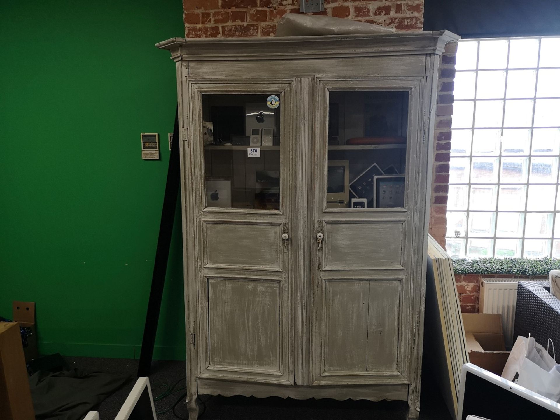 Grey Wooden Display Cabinet (Contents not included)