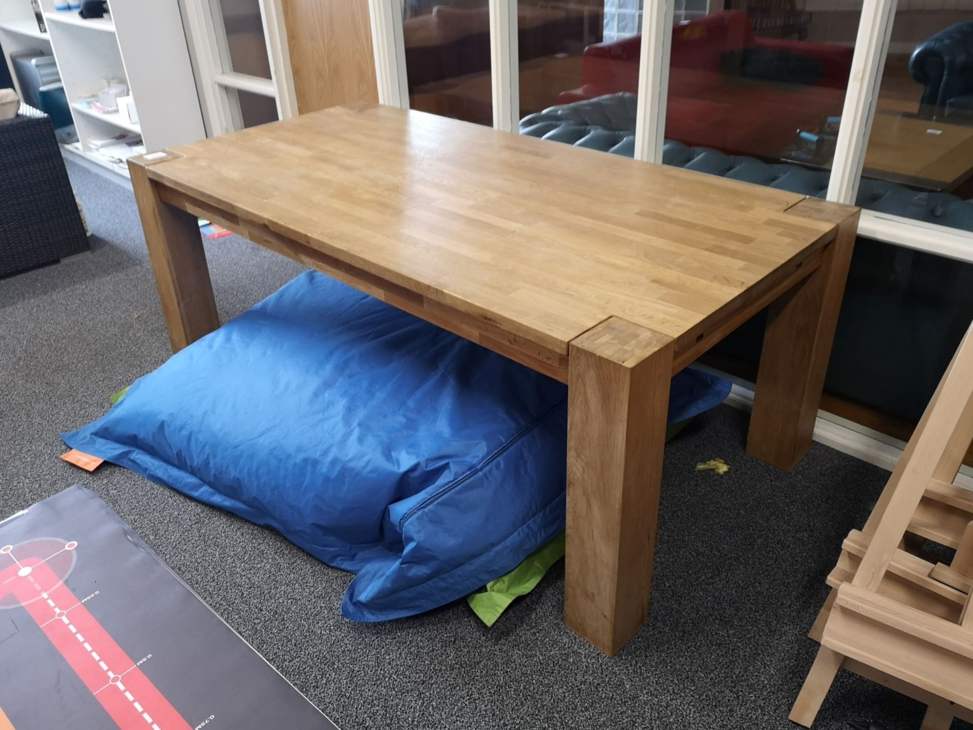 Hardwood Oak Table (approx 2M x 1M) plus Two Large Bean Bags - Image 3 of 3