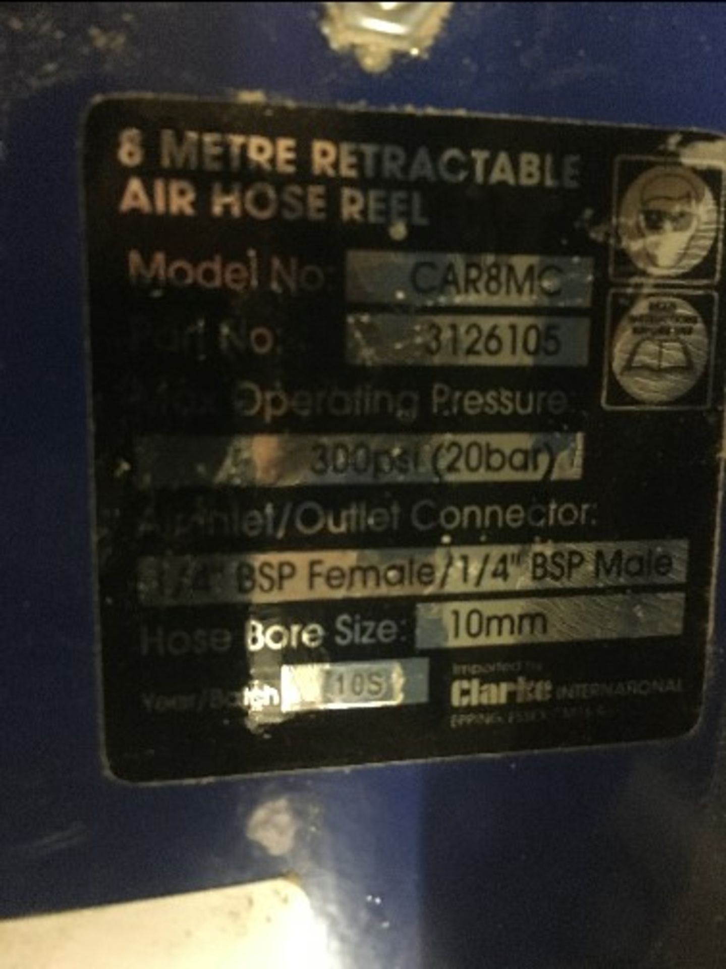 (2) Clarke CAR8MC 8m Retractable Air Hose Reels - Image 3 of 3