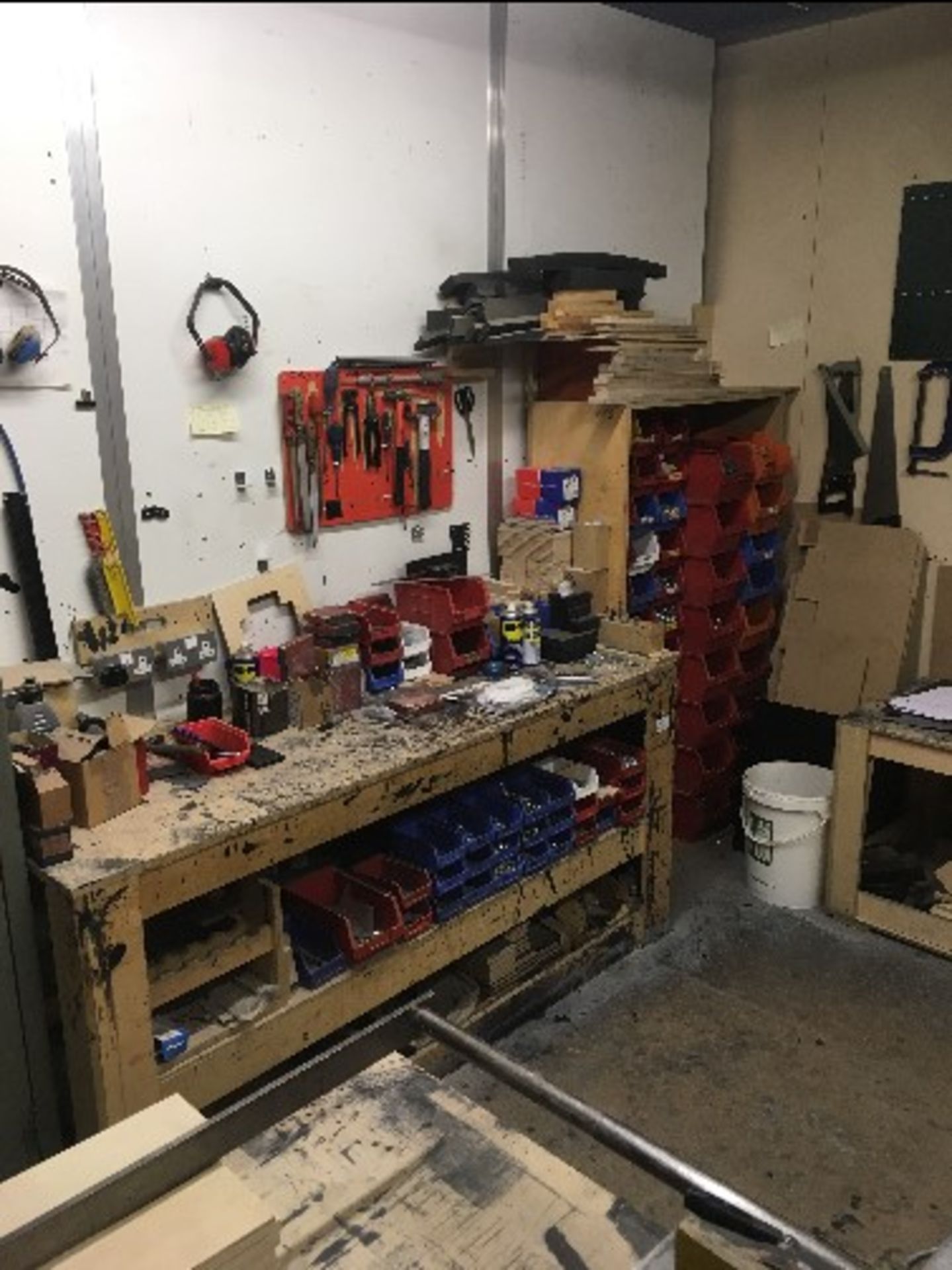 Workbench, Steel Cabinet & Contents