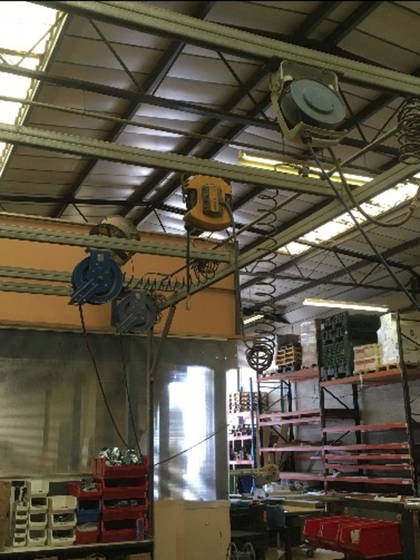 Steel Gantry Frame & (14) Air Hose Reels - Image 3 of 5