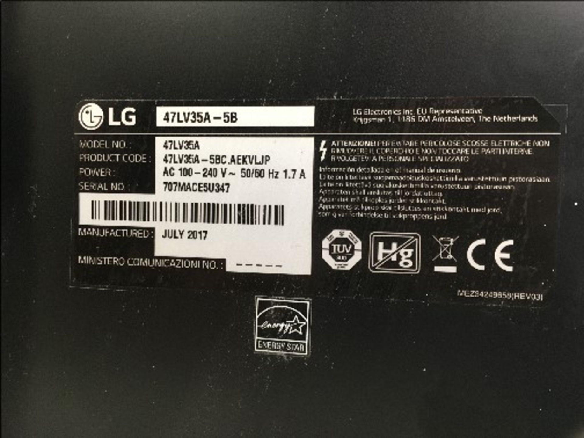 LG 47LV35A-5B 47'' LED Full HD Digital signage Display - Image 5 of 5