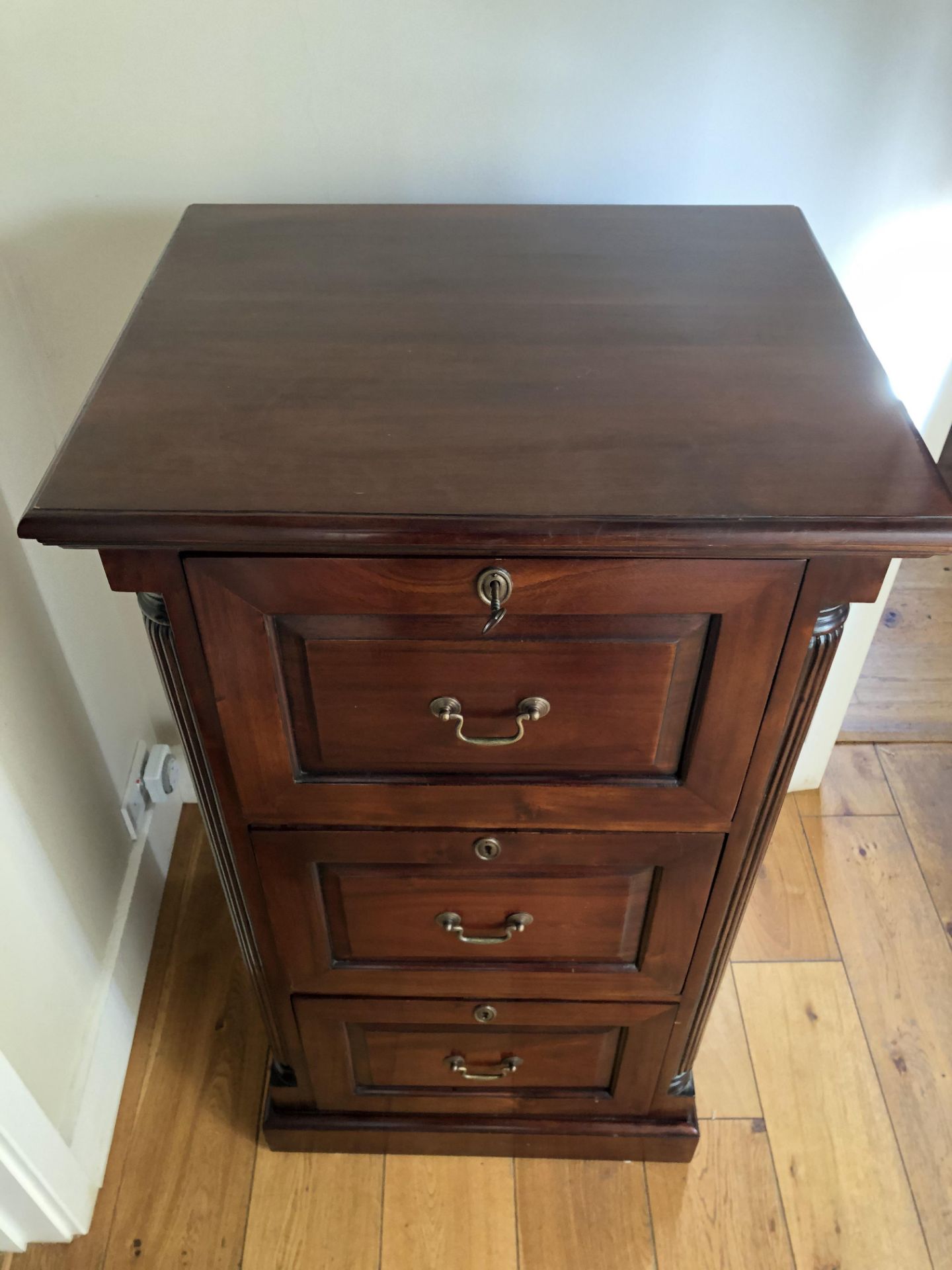 Mahogany Three Drawer Filing Cabinet - Image 2 of 3