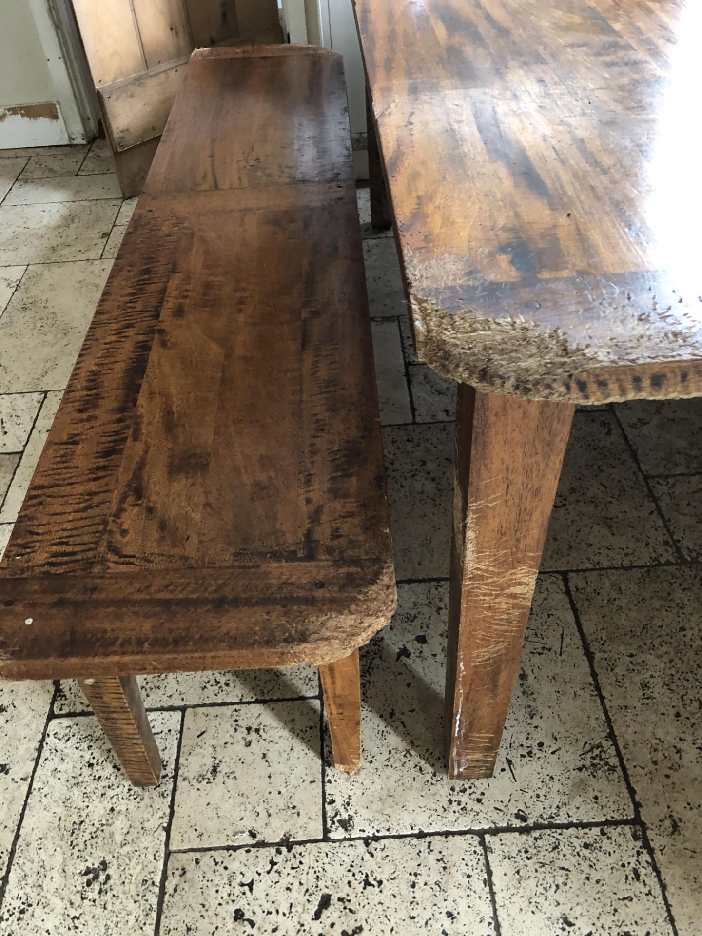 Rectangular Wooden Dining Table with Bench Seat - Image 4 of 5