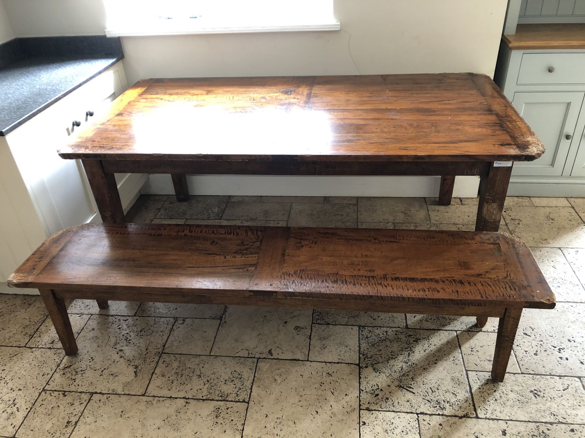 Rectangular Wooden Dining Table with Bench Seat