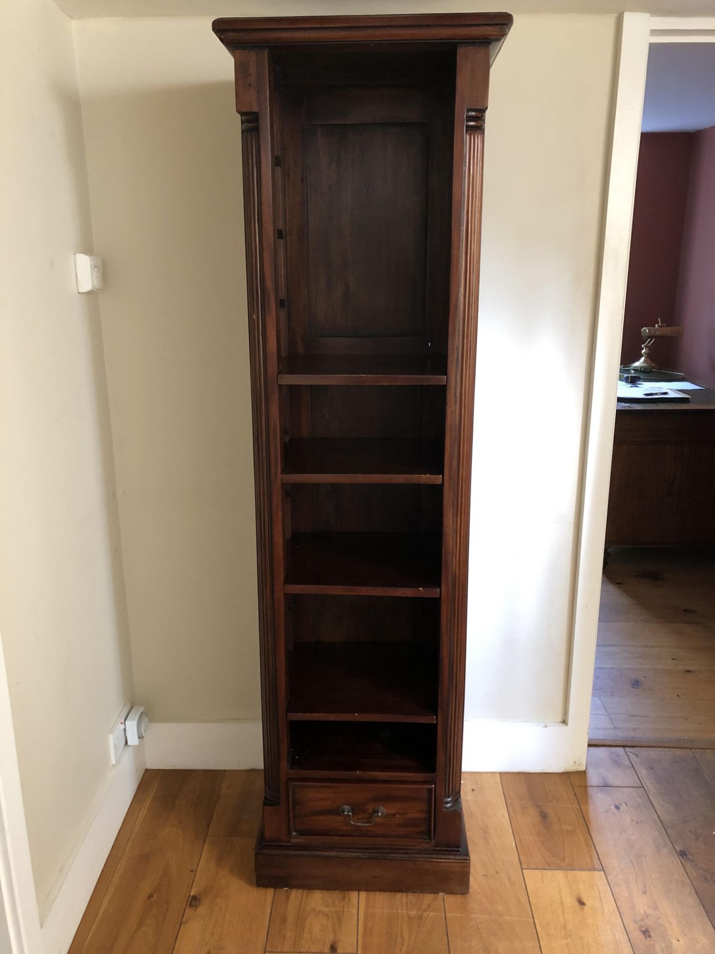 Mahogany Upright Bookcase with Single Drawer