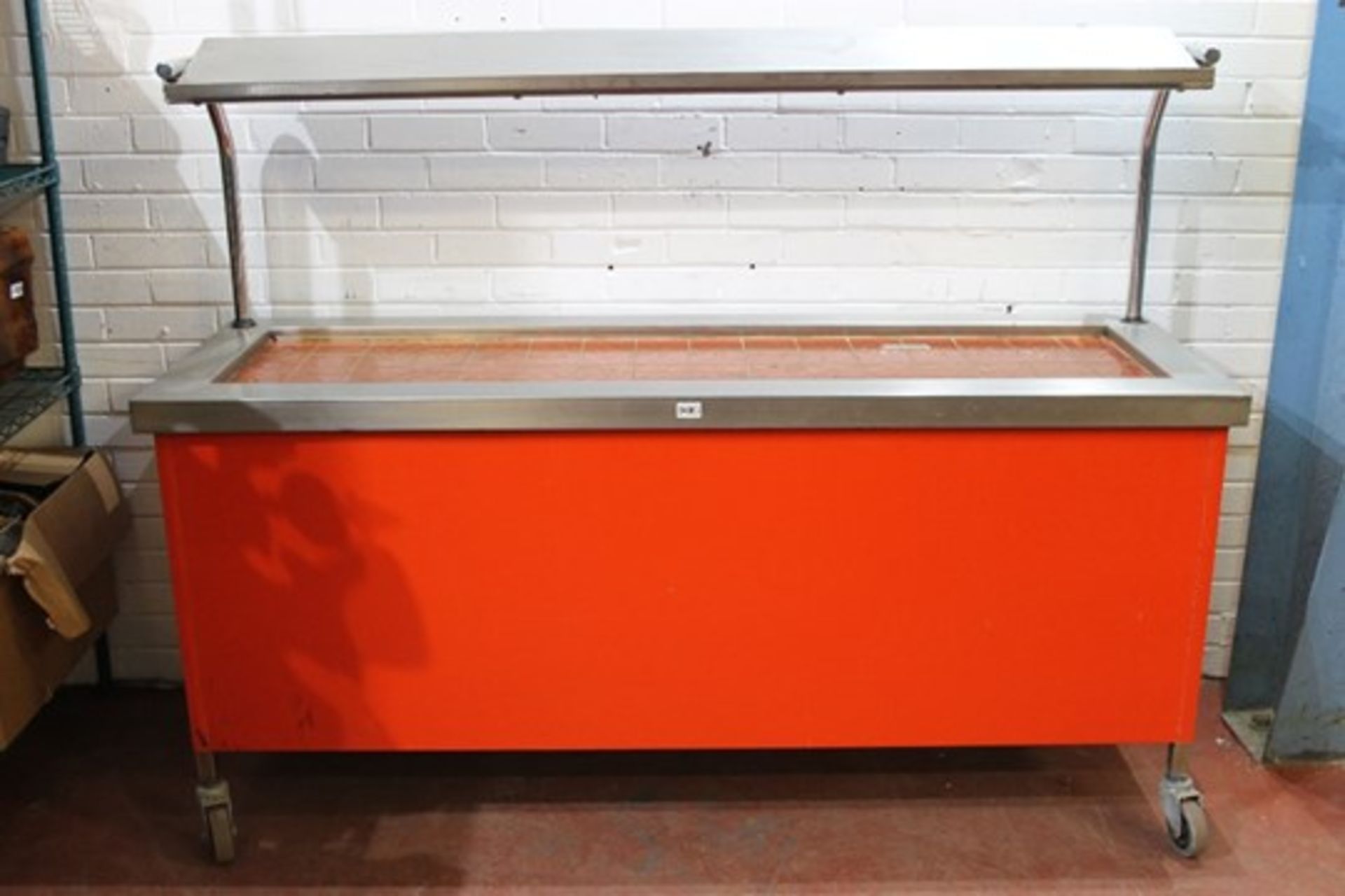 Large Tile Topped Serving Unit with Under Storage   Mobile- W142cm x H142cm x D60cm – NO VAT