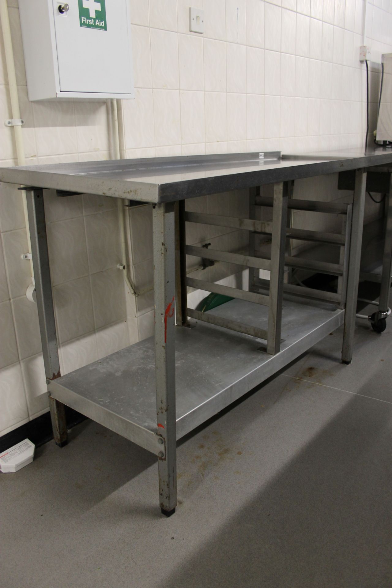 Dish Washer Feed Table with Under Tray Storage   W155cm x H92cm x D60cm