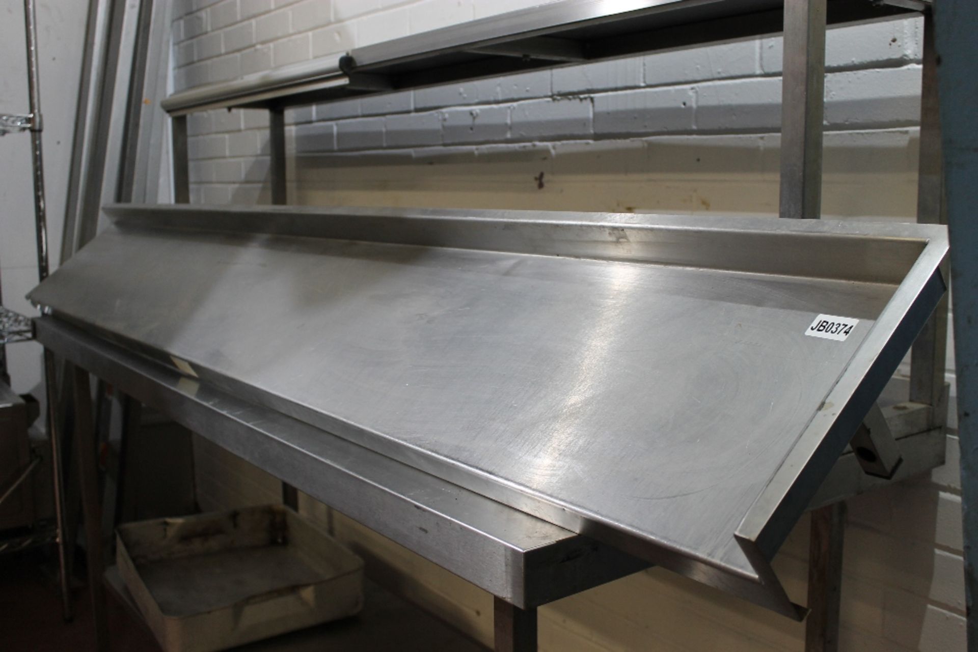 6ft Stainless Steel Wall Shelf with splash back - Image 2 of 2