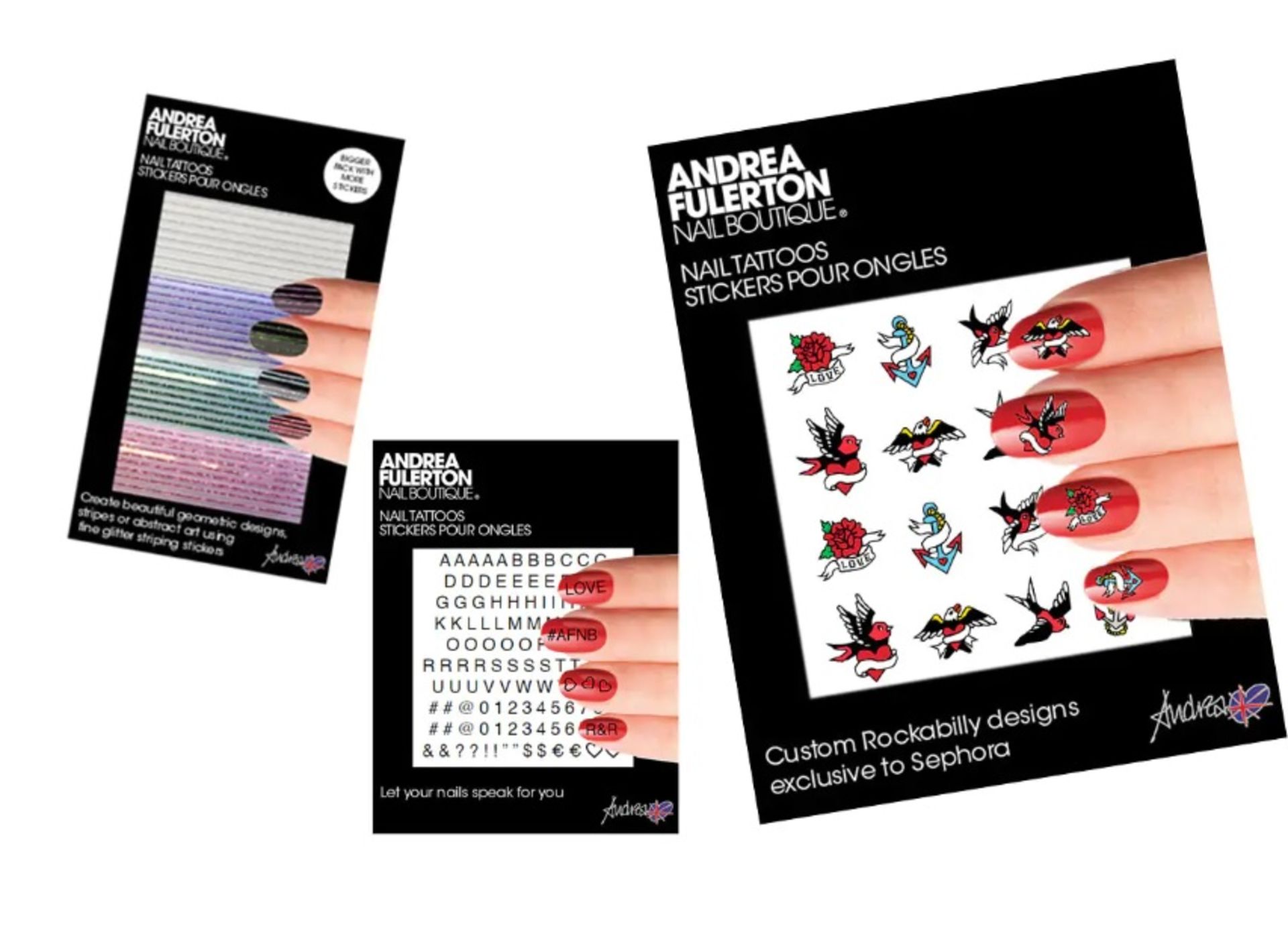250 Andrea Fulerton Nail Tattoos – Random Designs -NO VAT   UK Delivery £15