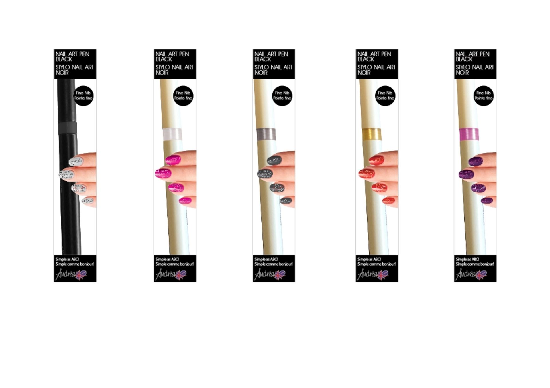 100 Andrea Fulerton Nail Art Pens – NO VAT   Brand New – Mixed Shades- Individually Boxed   UK