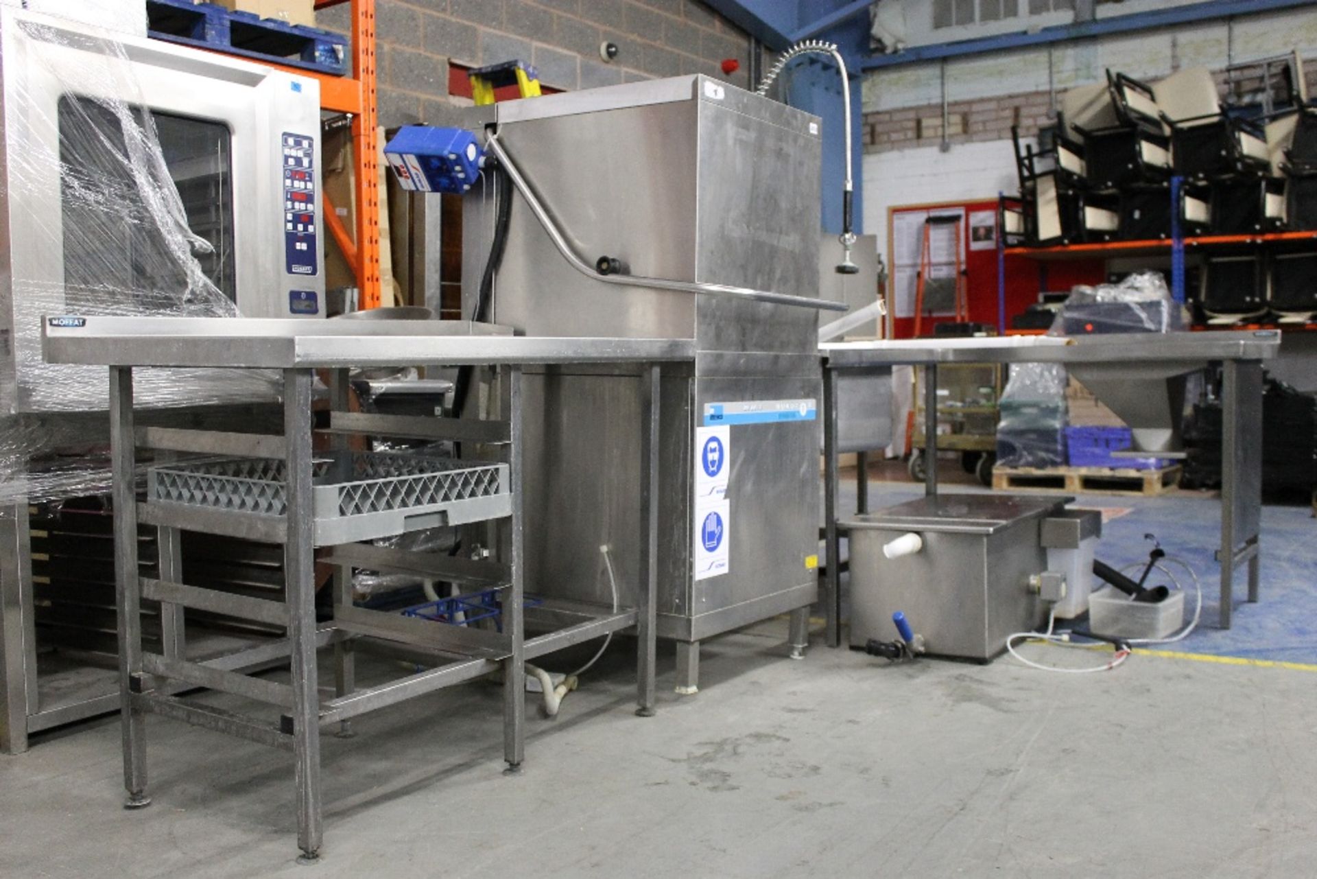 Meiko AV 80.2 Pass Through Dishwasher Complete Unit with Grease Trap Wash Baskets + Moffat Feed - Image 2 of 6