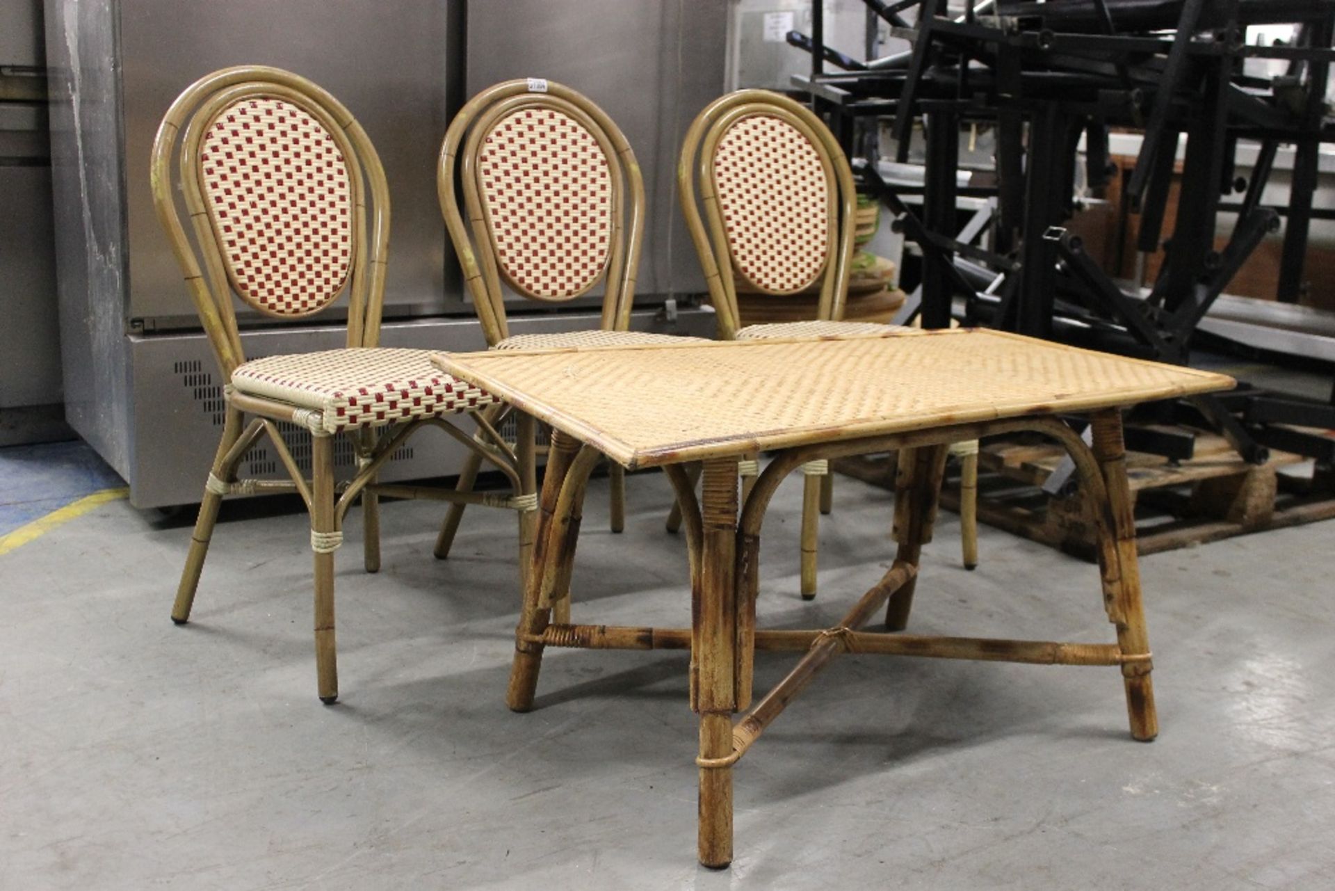 3 x Matching Bamboo Chairs + Bamboo Coffee Table - Image 2 of 2