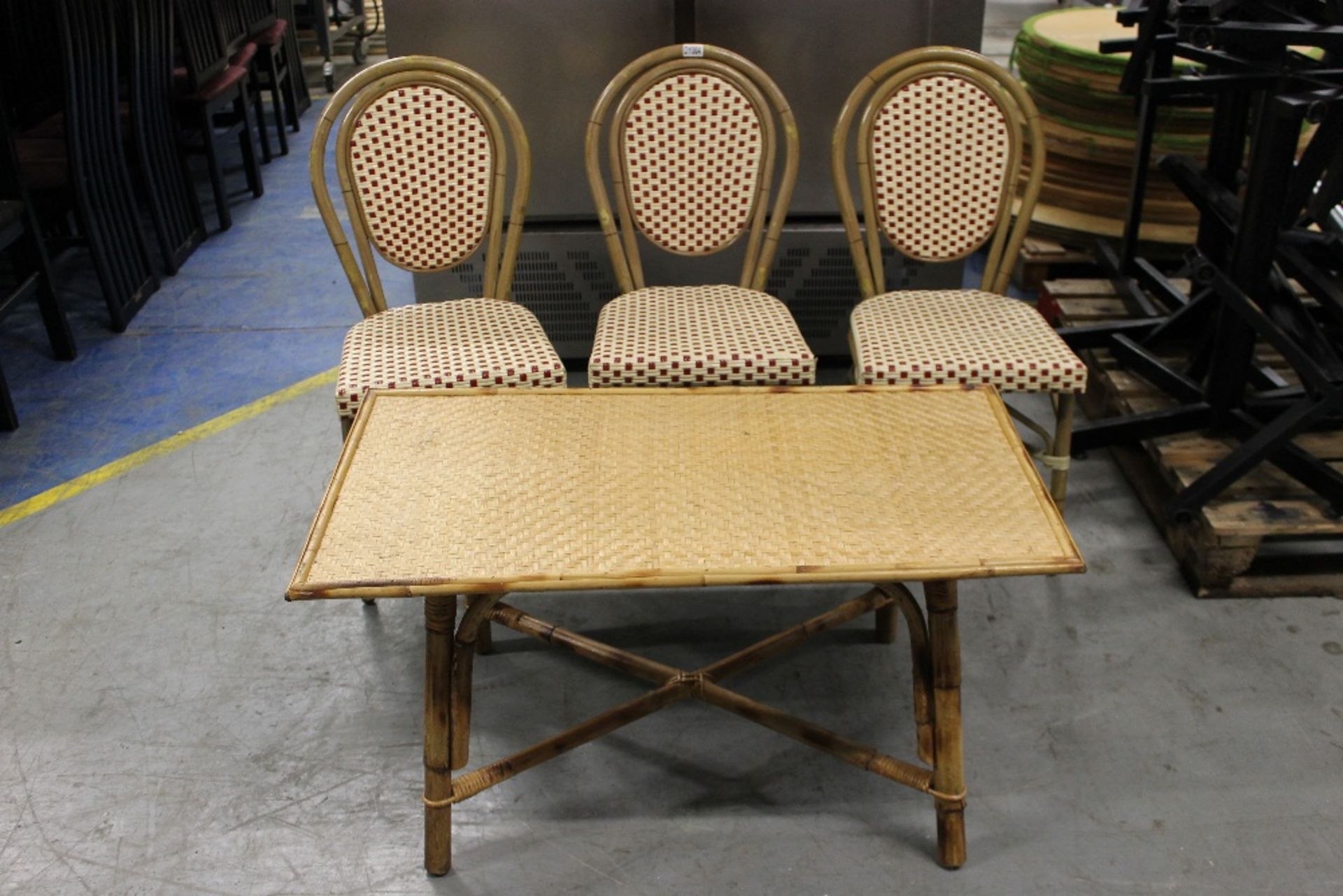 3 x Matching Bamboo Chairs + Bamboo Coffee Table