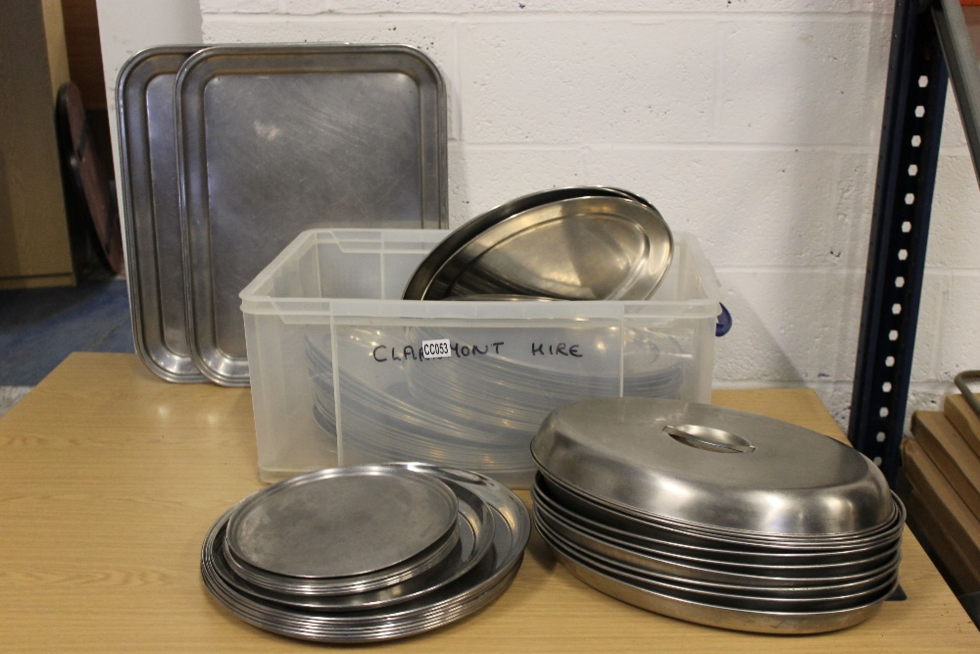 Crate of Stainless Steel Vegetable Servers + Lids – number of Service Trays