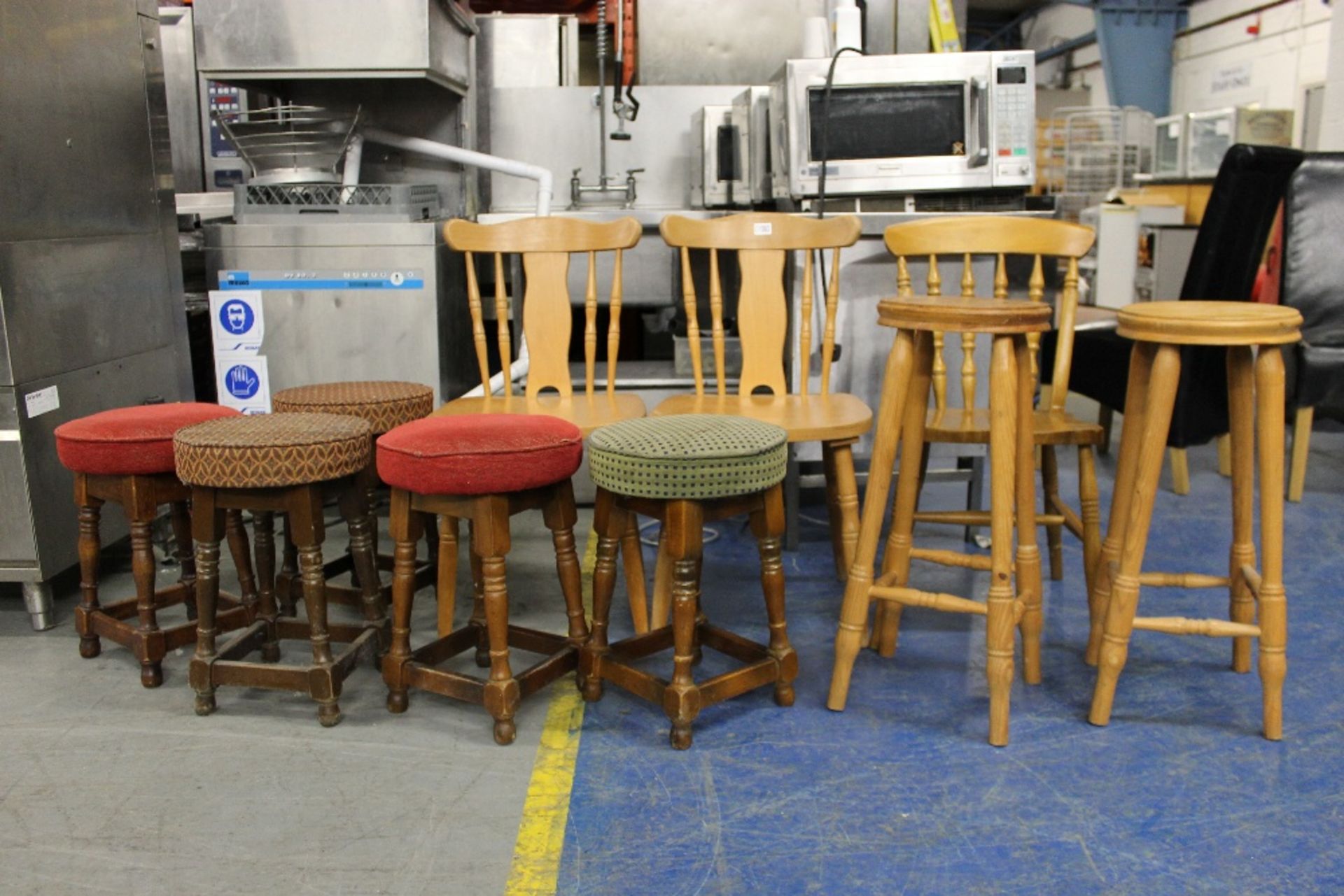 Mixed Lot consisting 3 Traditional Wooden Dining Chairs + number of assorted style stools