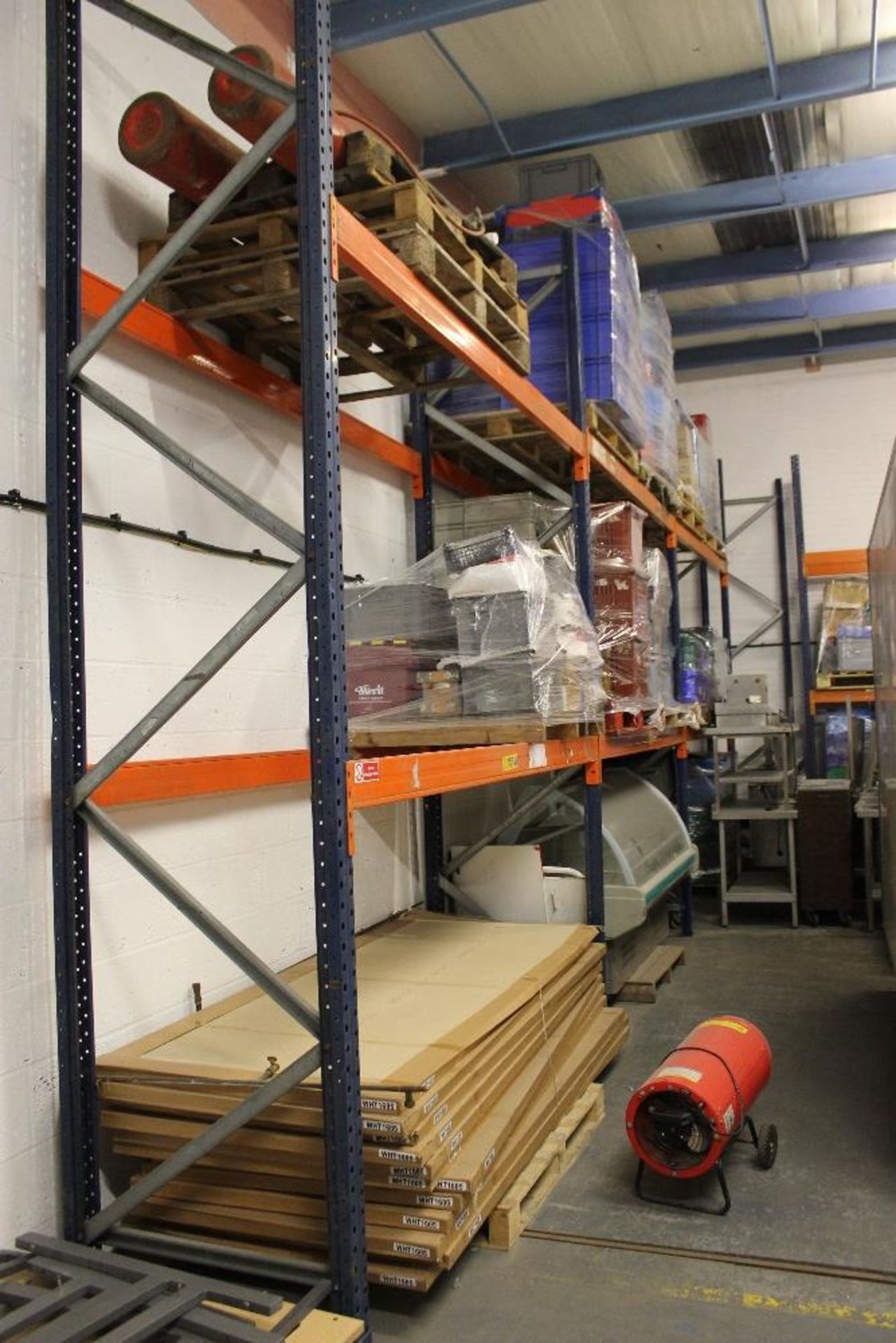 Two Bays Dexion Warehouse Racking – 8 Orange Cross Bars – 3 Blue Uprights - Must be collected Weds