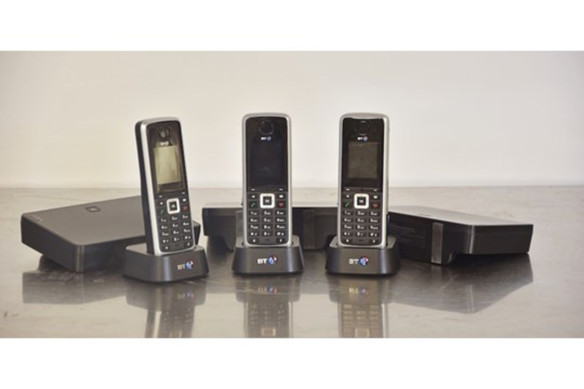 BT VOIP Telephone System- 3 Hand Sets with Base Units & Power leads- All complete and in Good