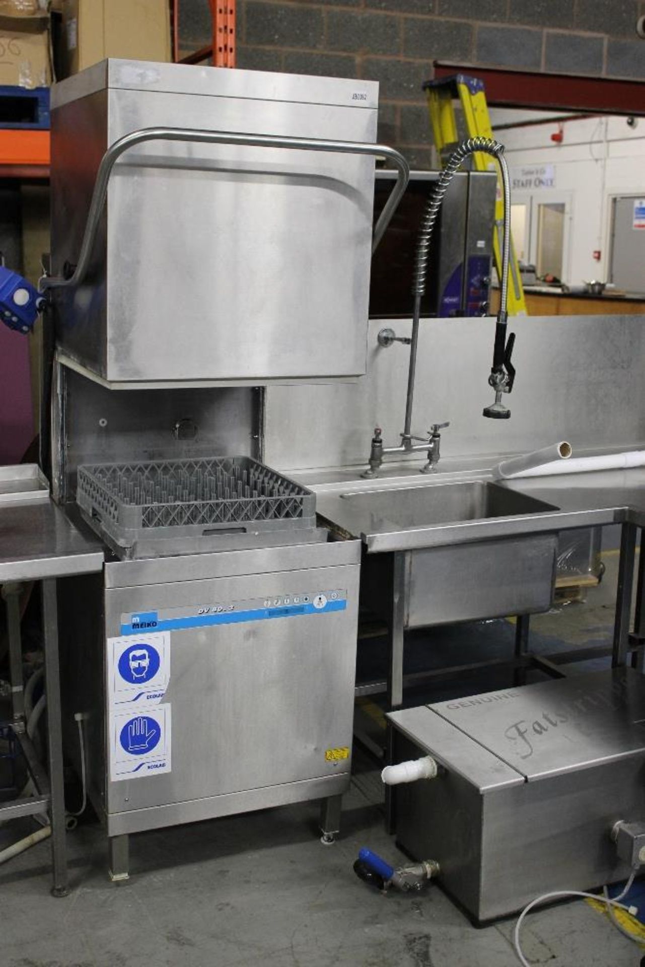 Meiko AV 80.2 Pass Through Dishwasher Complete Unit with Grease Trap Wash Baskets + Moffat Feed - Image 3 of 5