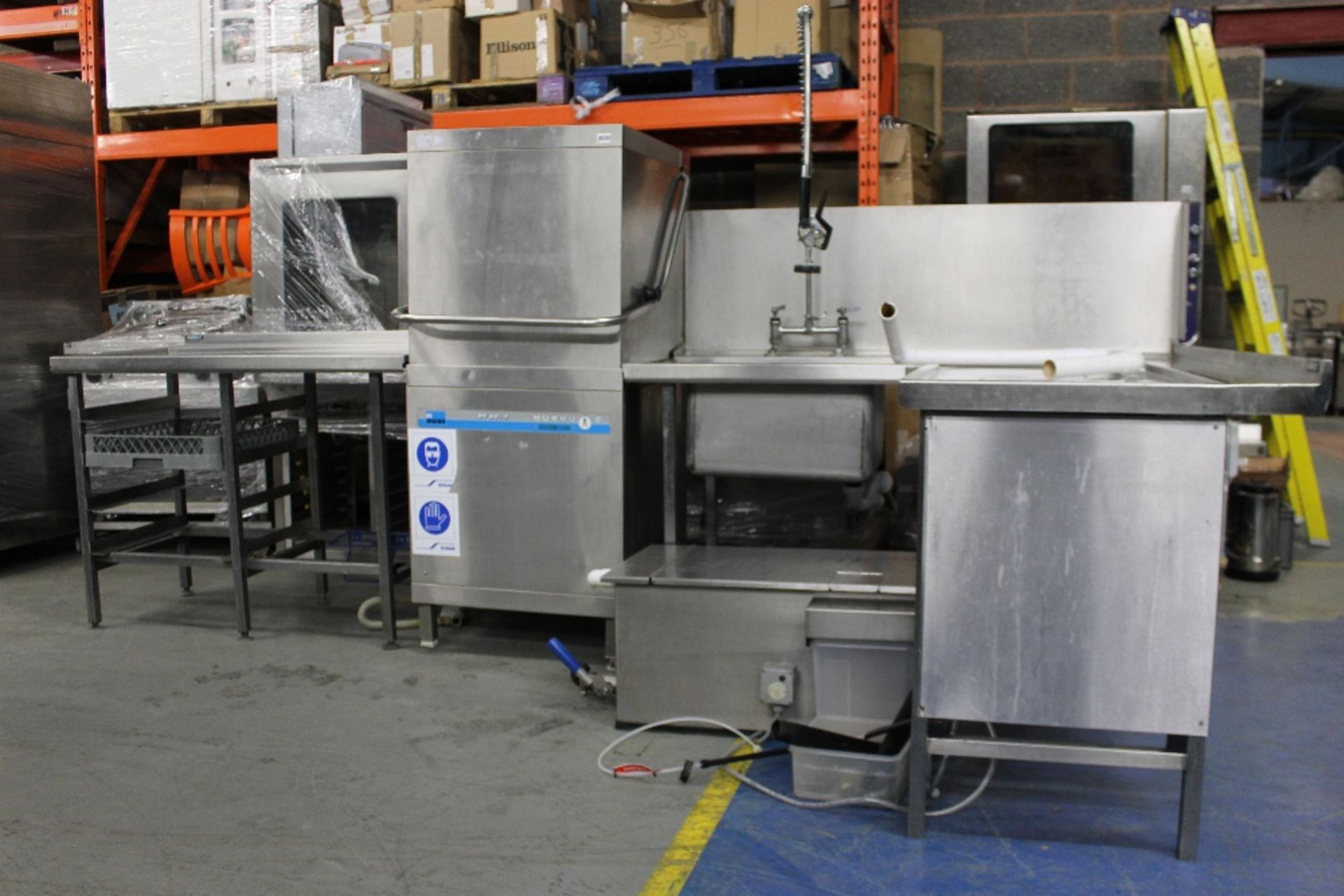 Meiko AV 80.2 Pass Through Dishwasher Complete Unit with Grease Trap Wash Baskets + Moffat Feed