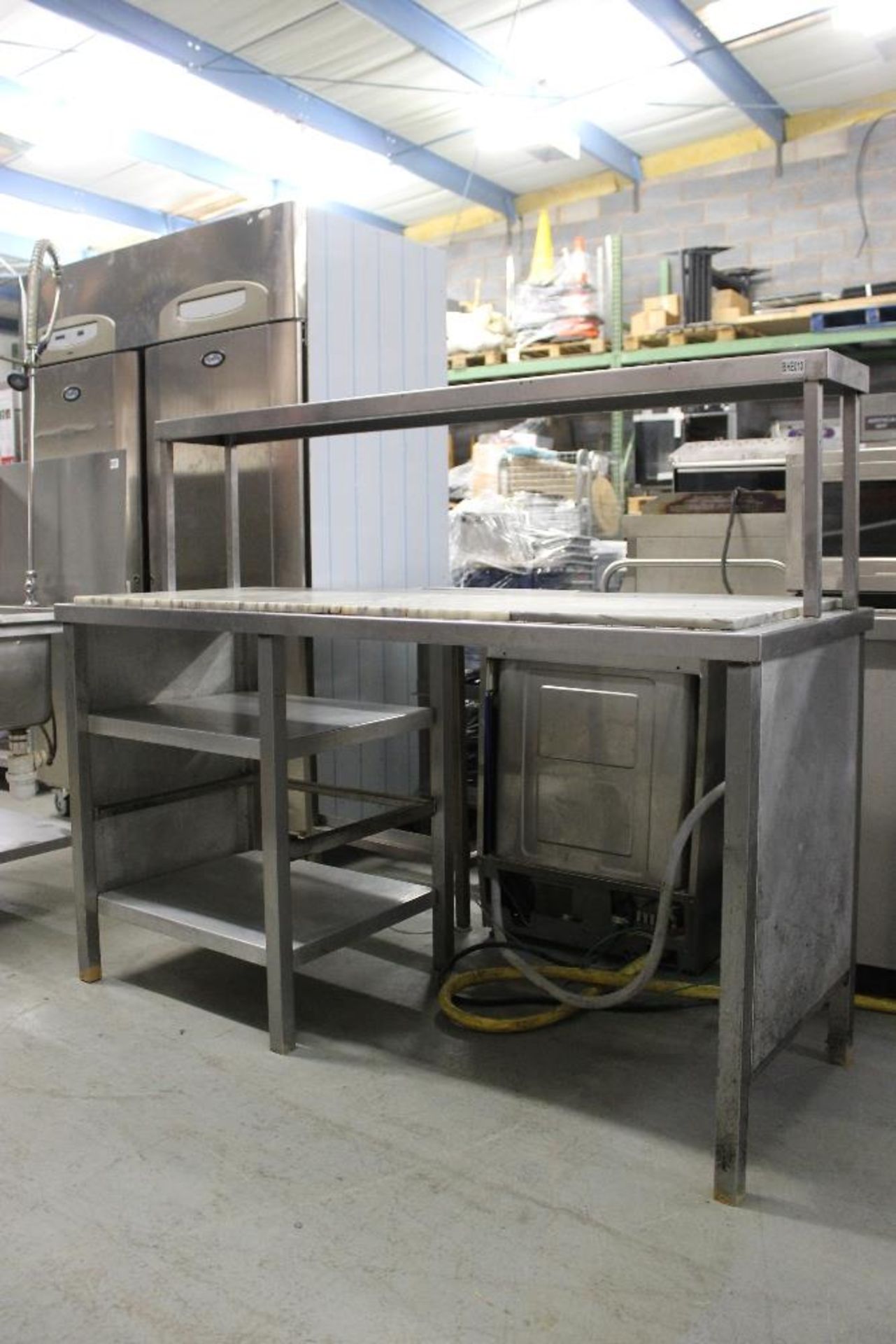 Stainless Steel Work Station with Gantry – Under Storage + Marble Slab Top -W170cm x H138cm x - Image 2 of 2