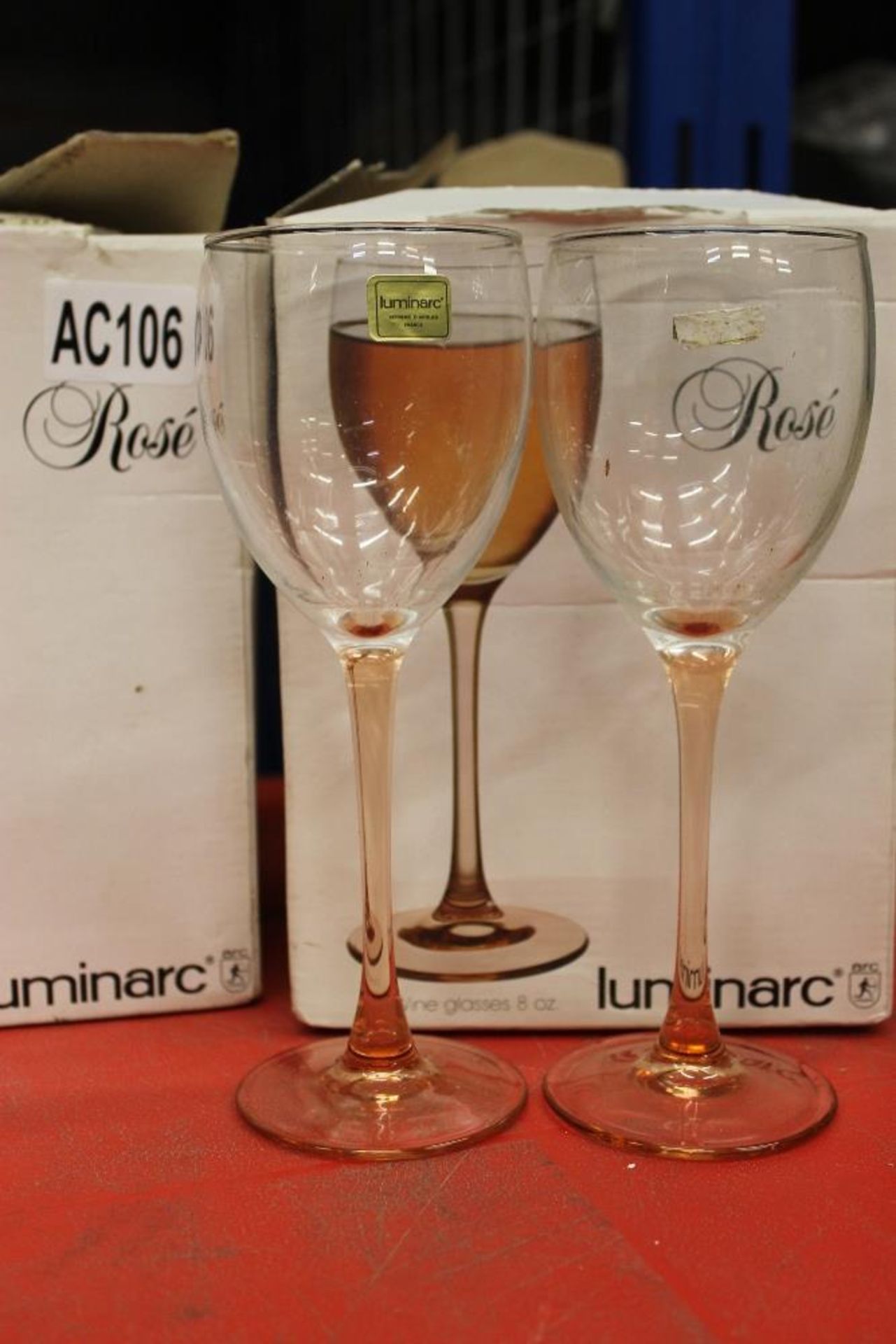 8 x Luminarc Rose Wine Glasses