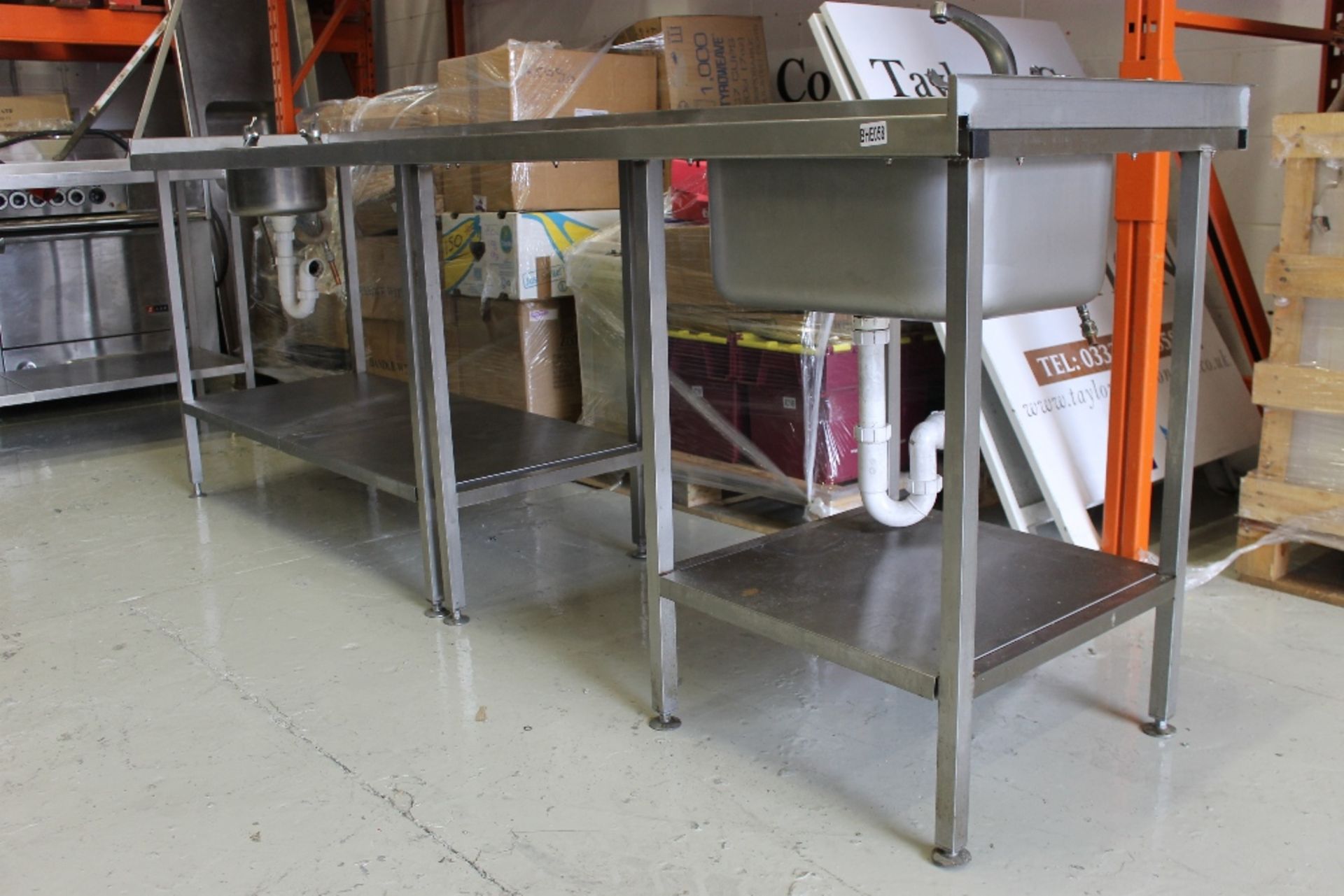 Stainless Steel Single Bowl Catering Sink + Stainless Hand Wash Sink with Splash back & Under - Image 2 of 2