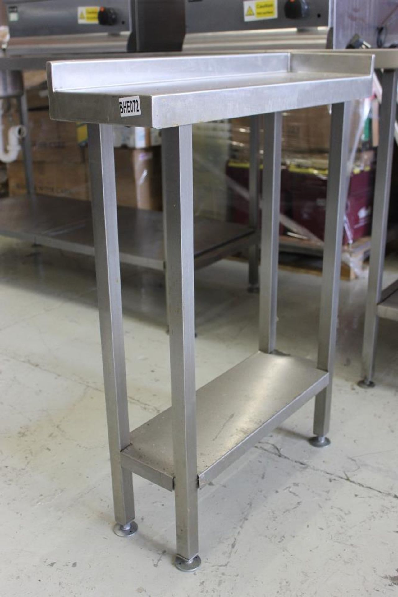 Small Stainless-Steel Table with Splash Back & Under Shelf     W71cm x H86cm x D22cm