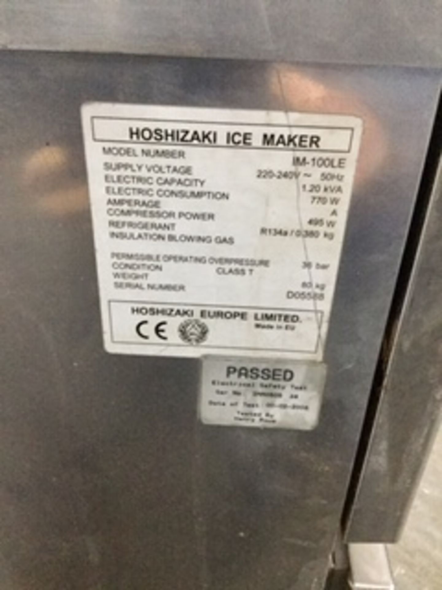 Hoshizaki 100kg Ice Machine – NO VAT - Image 2 of 2