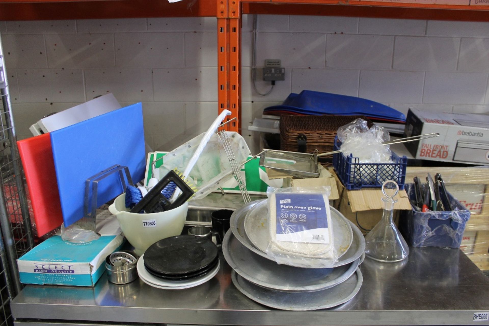 Mixed Lot to include: Chopping Boards & Rack, Fire Exit Signs, Utensils, Disposable bags, Fryer - Image 2 of 2