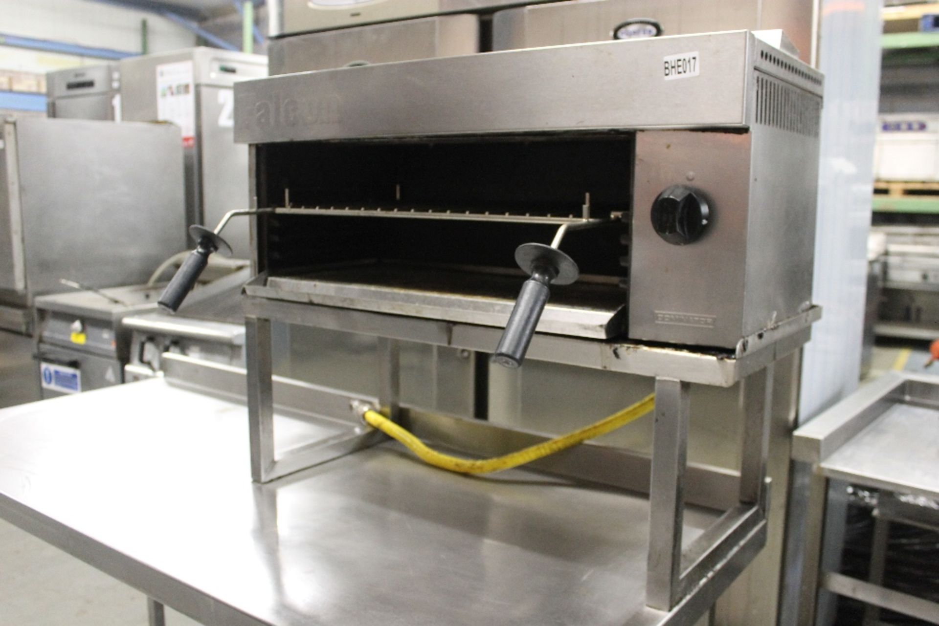 Falcon Dominator Gas Salamander on Stainless Steel Work Bench – with Under Shelf – NO VAT W150cm x - Image 2 of 2