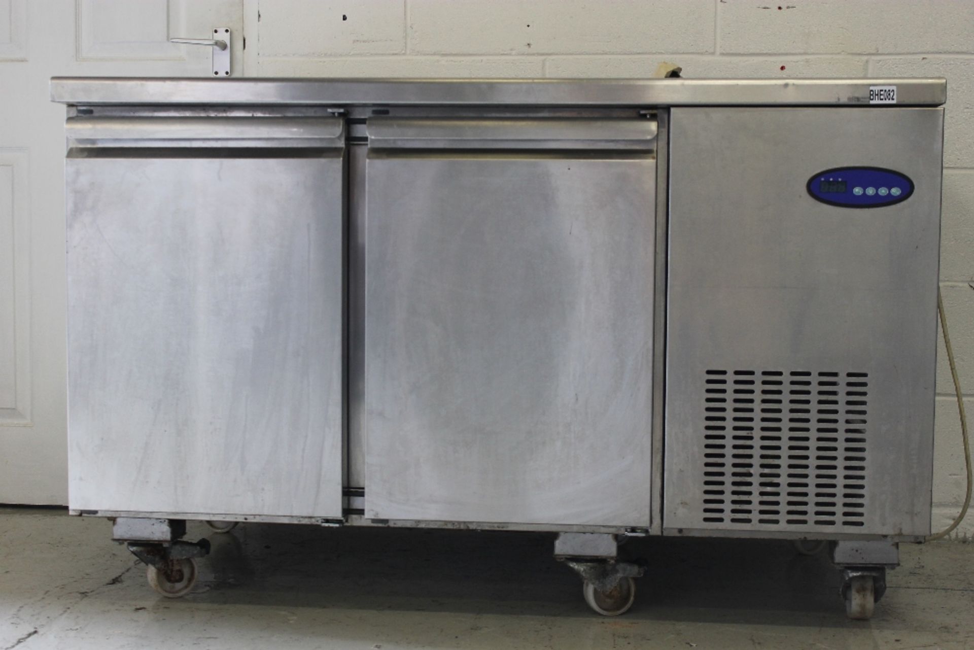 Two Door Stainless Steel Bench Fridge – Type PHM -2/1R – Tested Working W136cm x H85cm x D70cm –