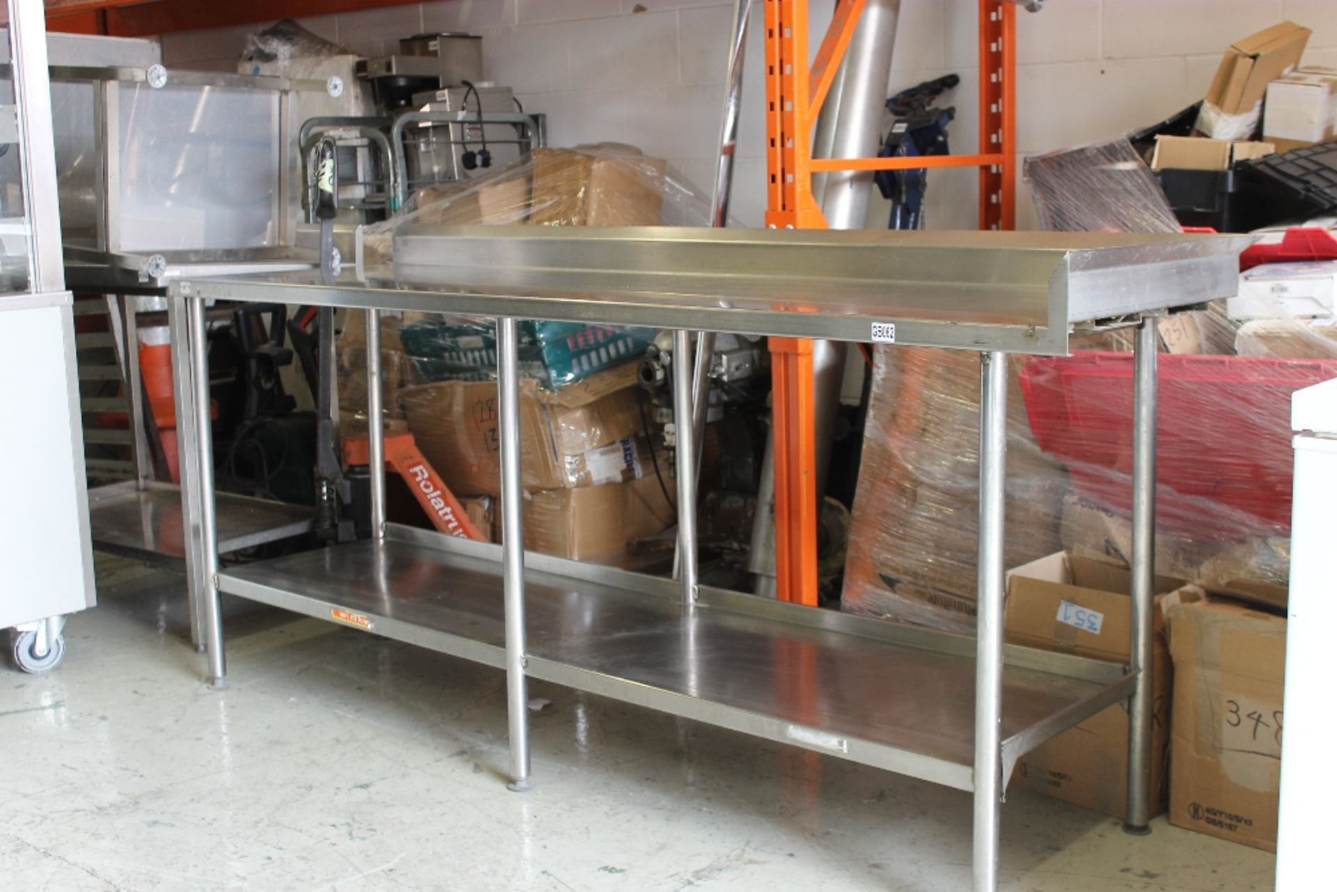 Stainless Steel Table with Undershelf & Splashback – NO VATW215cm x H100cm x D66cm - Bild 2 aus 3