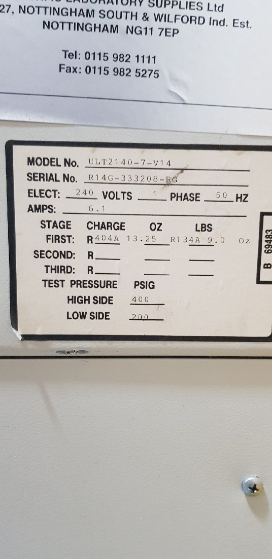 Revco Ultima -86C Large Laboratory Freezer – 193 Litre Capacity   We are advised this freezer has - Image 4 of 4