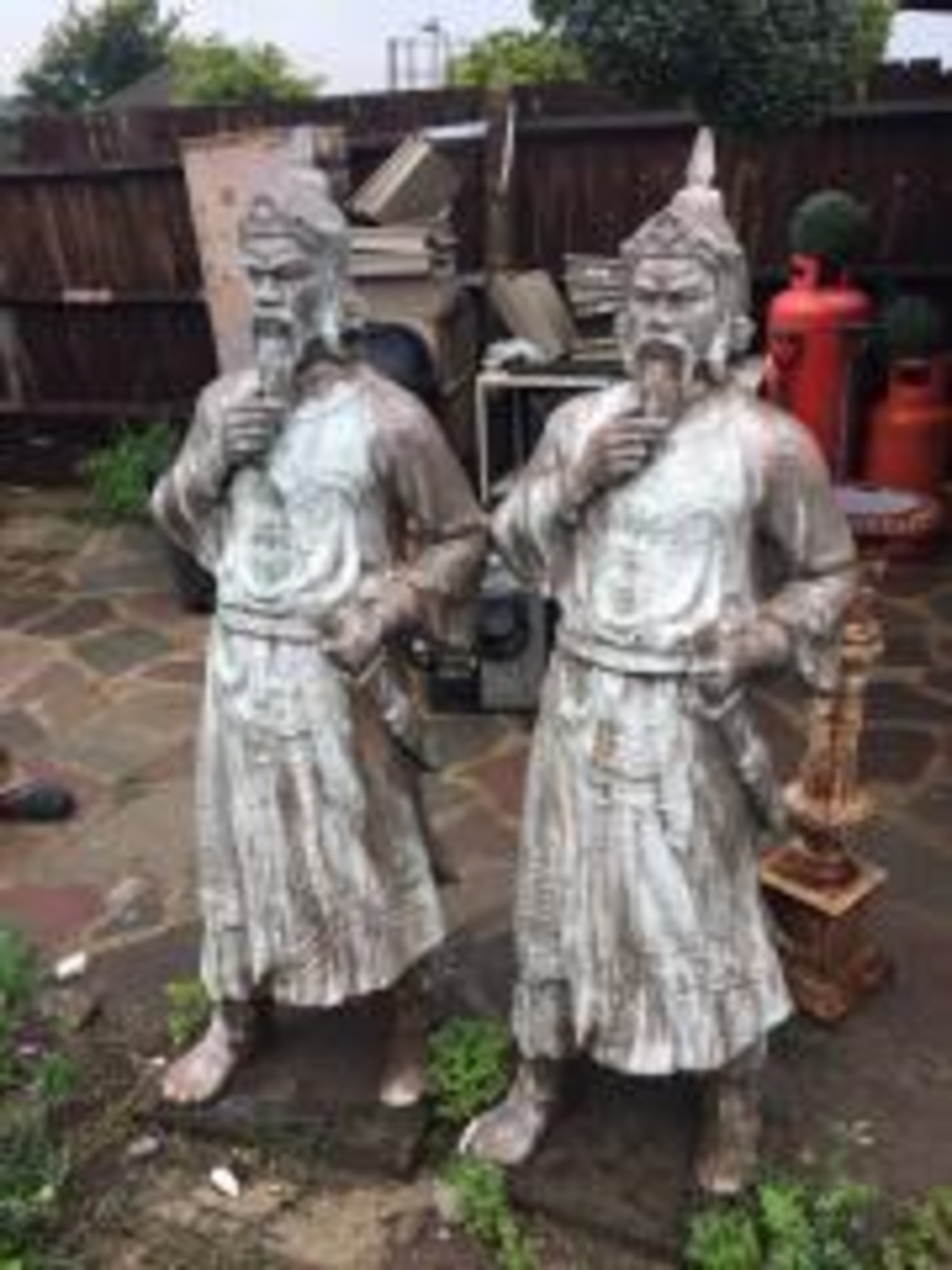 Two x 4 ft Tall Glazed Ornamental Warriors – Excellent condition Buyer to collect from Orpington