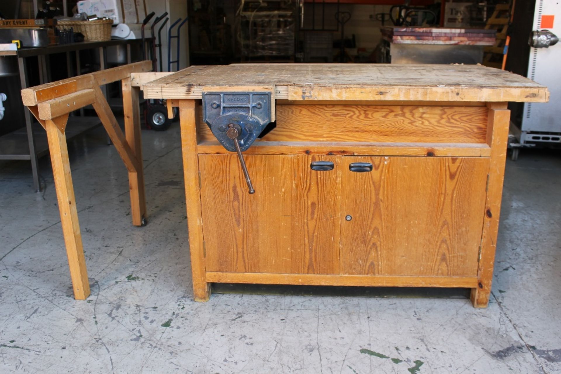 Wood Working Bench – with Vice + 130cm Extension & Under Cupboard Storage   W137cm + Extension 130cm - Image 2 of 4